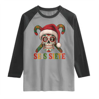Seis Siete Christmas Meme Raglan Shirt Sugar Skull 67 Santa Hat Candy Canes - Wonder Print Shop