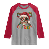 Seis Siete Christmas Meme Raglan Shirt Sugar Skull 67 Santa Hat Candy Canes - Wonder Print Shop