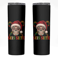 Seis Siete Christmas Meme Skinny Tumbler Sugar Skull 67 Santa Hat Candy Canes - Wonder Print Shop