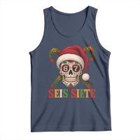 Seis Siete Christmas Meme Tank Top Sugar Skull 67 Santa Hat Candy Canes - Wonder Print Shop