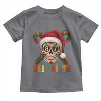 Seis Siete Christmas Meme Toddler T Shirt Sugar Skull 67 Santa Hat Candy Canes - Wonder Print Shop