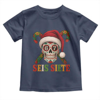 Seis Siete Christmas Meme Toddler T Shirt Sugar Skull 67 Santa Hat Candy Canes - Wonder Print Shop