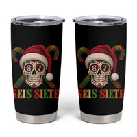 Seis Siete Christmas Meme Tumbler Cup Sugar Skull 67 Santa Hat Candy Canes - Wonder Print Shop