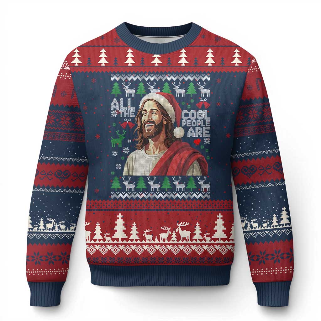 Funny Jesus Birthday Ugly Christmas Sweater All the Cool People Are Born in December - Wonder Print Shop