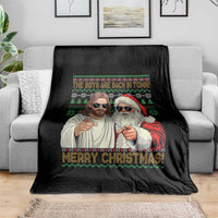 The Boys Are Back in Town Funny Christmas Throw Blanket Cool Santa and Jesus Holiday Humor - Wonder Print Shop