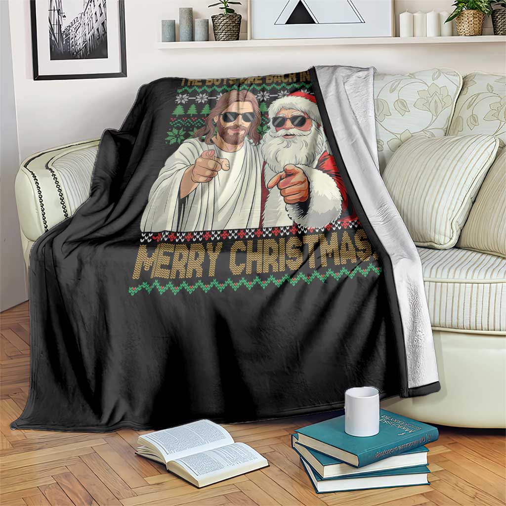 The Boys Are Back in Town Funny Christmas Throw Blanket Cool Santa and Jesus Holiday Humor - Wonder Print Shop