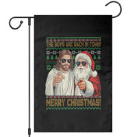 The Boys Are Back in Town Funny Christmas Garden Flag Cool Santa and Jesus Holiday Humor - Wonder Print Shop