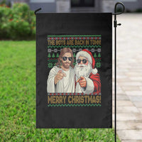 The Boys Are Back in Town Funny Christmas Garden Flag Cool Santa and Jesus Holiday Humor - Wonder Print Shop