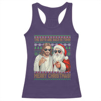 The Boys Are Back in Town Funny Christmas Racerback Tank Top Cool Santa and Jesus Holiday Humor - Wonder Print Shop