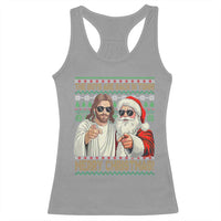 The Boys Are Back in Town Funny Christmas Racerback Tank Top Cool Santa and Jesus Holiday Humor - Wonder Print Shop