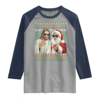 The Boys Are Back in Town Funny Christmas Raglan Shirt Cool Santa and Jesus Holiday Humor - Wonder Print Shop