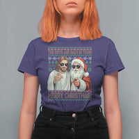 The Boys Are Back in Town Funny Christmas T Shirt For Women Cool Santa and Jesus Holiday Humor - Wonder Print Shop