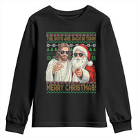The Boys Are Back in Town Funny Christmas Youth Sweatshirt Cool Santa and Jesus Holiday Humor - Wonder Print Shop