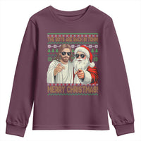 The Boys Are Back in Town Funny Christmas Youth Sweatshirt Cool Santa and Jesus Holiday Humor - Wonder Print Shop