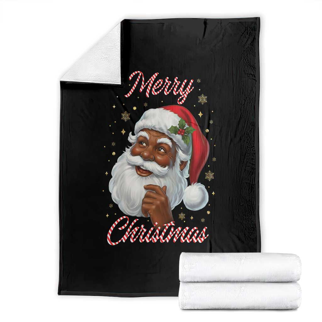 Merry Christmas Black Santa Claus Throw Blanket Retro Nostalgic Festive Holiday - Wonder Print Shop