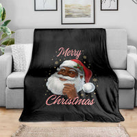 Merry Christmas Black Santa Claus Throw Blanket Retro Nostalgic Festive Holiday - Wonder Print Shop