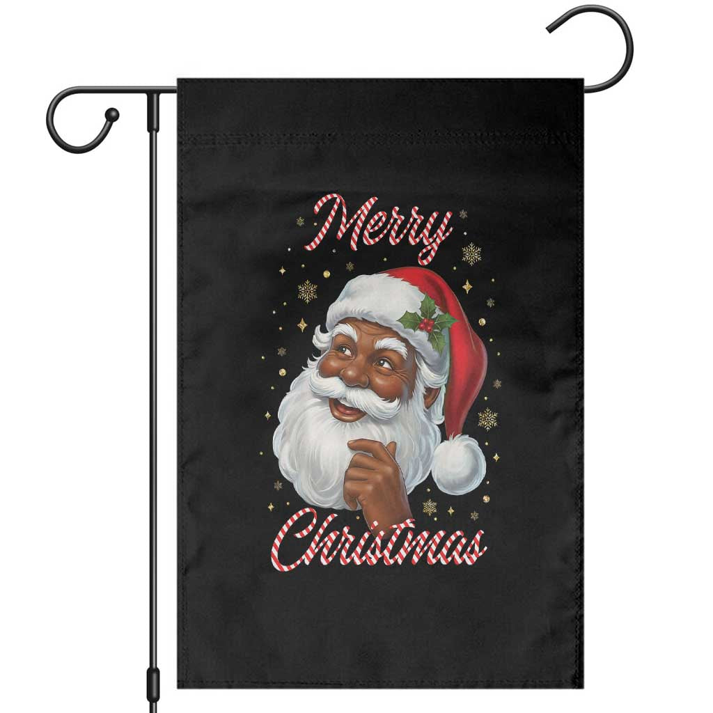 Merry Christmas Black Santa Claus Garden Flag Retro Nostalgic Festive Holiday - Wonder Print Shop