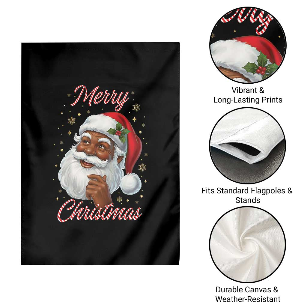 Merry Christmas Black Santa Claus Garden Flag Retro Nostalgic Festive Holiday - Wonder Print Shop