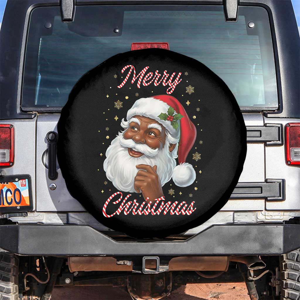Merry Christmas Black Santa Claus Spare Tire Cover Retro Nostalgic Festive Holiday - Wonder Print Shop