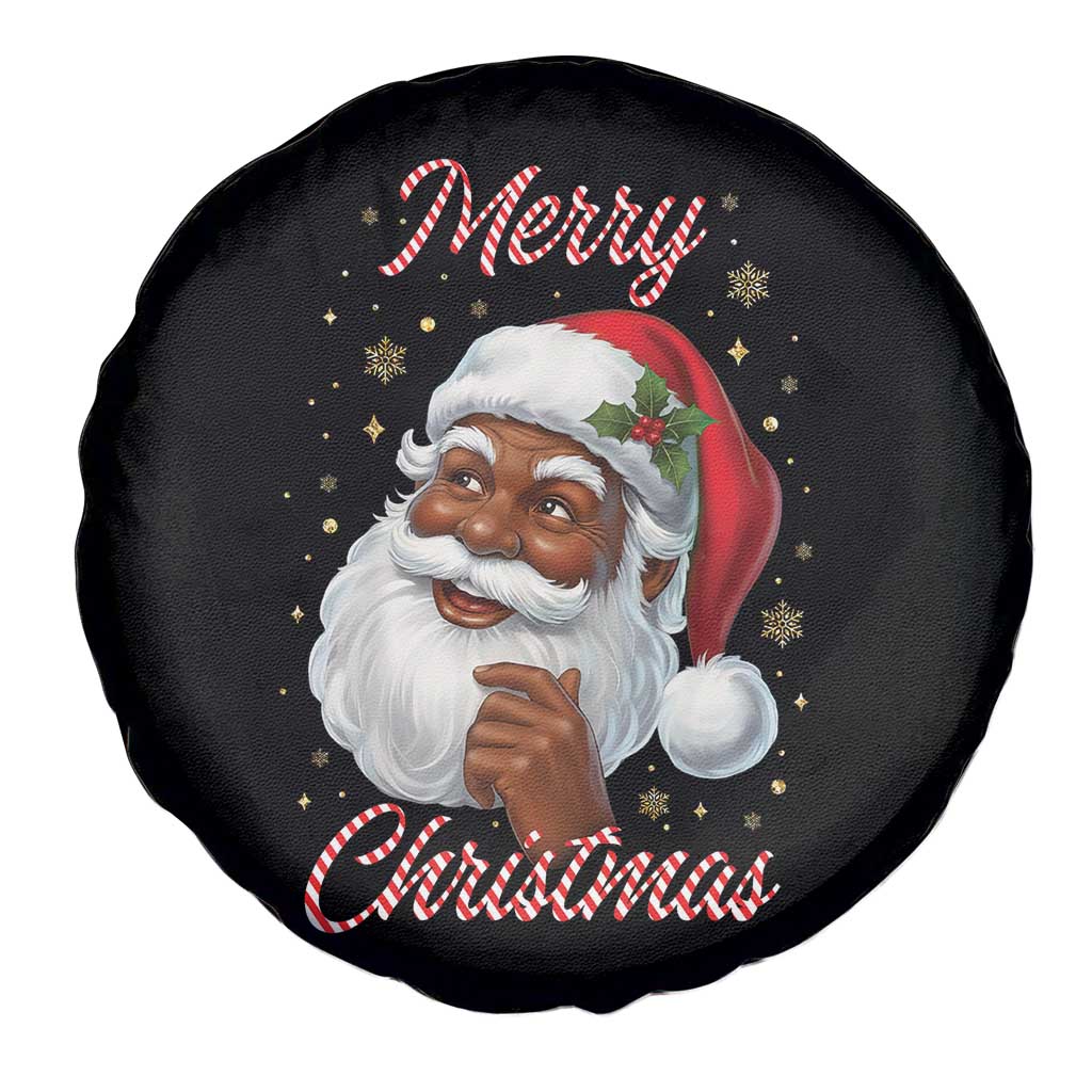 Merry Christmas Black Santa Claus Spare Tire Cover Retro Nostalgic Festive Holiday - Wonder Print Shop