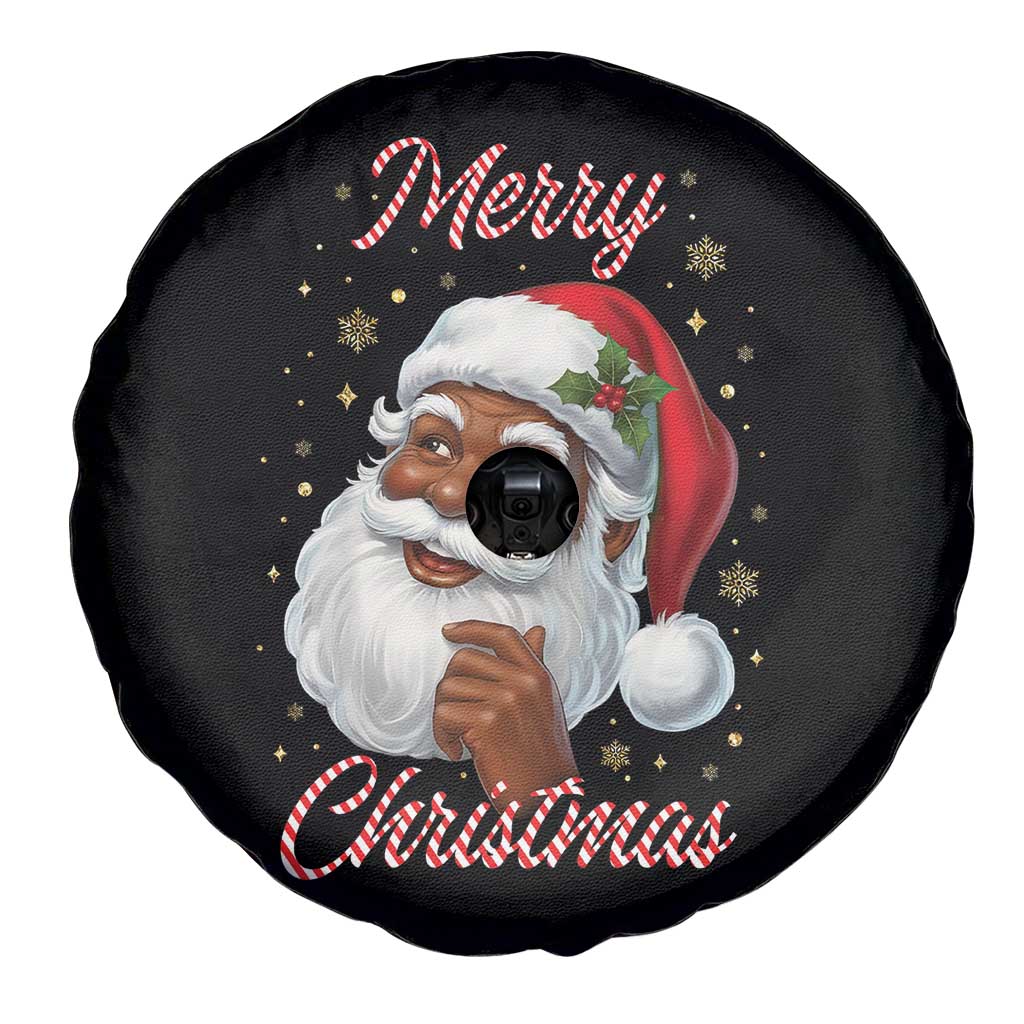 Merry Christmas Black Santa Claus Spare Tire Cover Retro Nostalgic Festive Holiday - Wonder Print Shop