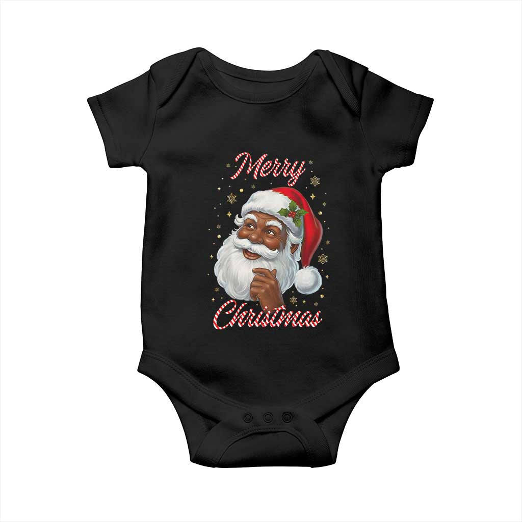 Merry Christmas Black Santa Claus Baby Onesie Retro Nostalgic Festive Holiday - Wonder Print Shop