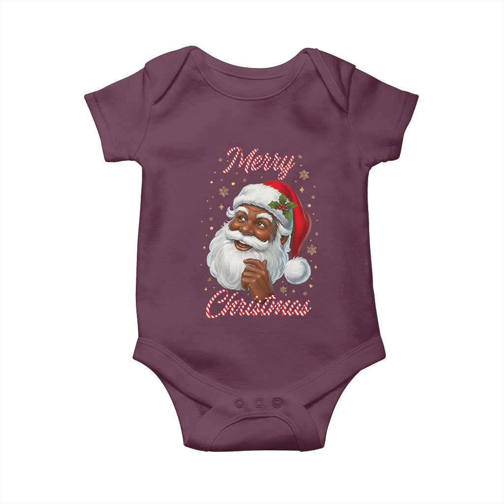 Merry Christmas Black Santa Claus Baby Onesie Retro Nostalgic Festive Holiday - Wonder Print Shop