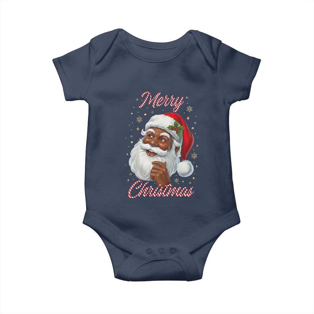 Merry Christmas Black Santa Claus Baby Onesie Retro Nostalgic Festive Holiday - Wonder Print Shop