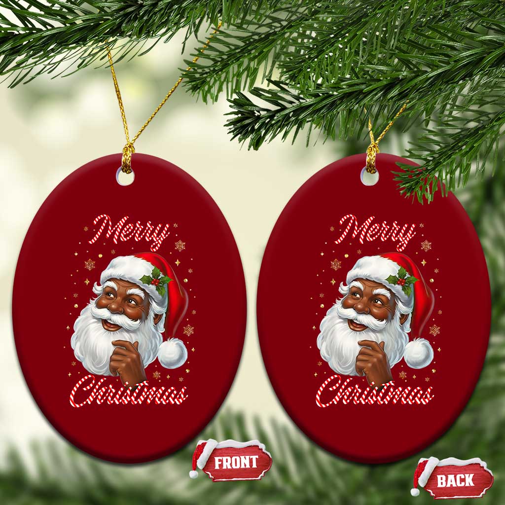 Merry Christmas Black Santa Claus Ceramic Ornament Retro Nostalgic Festive Holiday - Wonder Print Shop