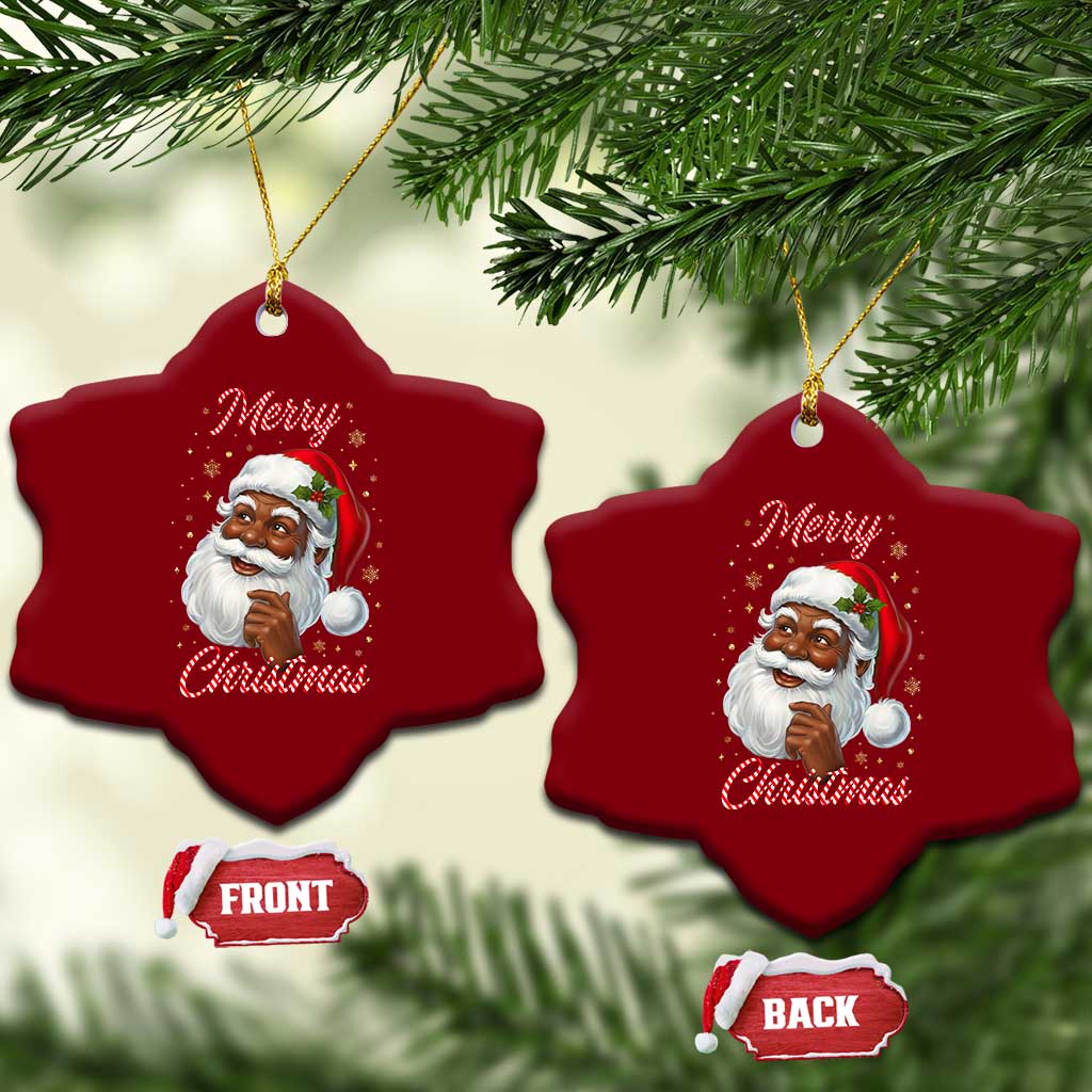 Merry Christmas Black Santa Claus Ceramic Ornament Retro Nostalgic Festive Holiday - Wonder Print Shop