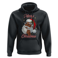 Merry Christmas Black Santa Claus Hoodie Retro Nostalgic Festive Holiday - Wonder Print Shop