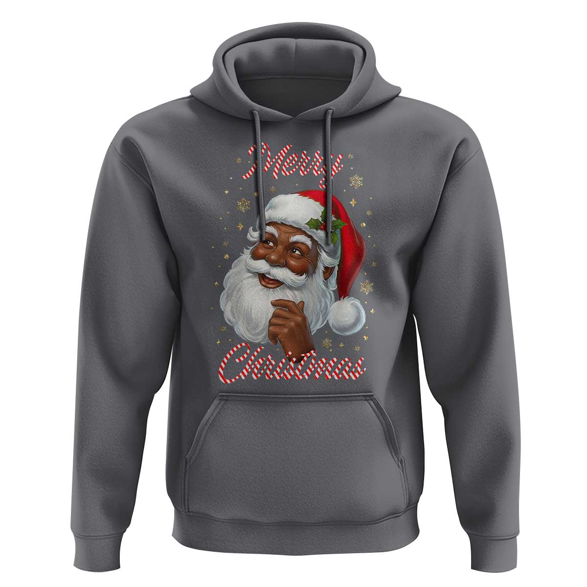 Merry Christmas Black Santa Claus Hoodie Retro Nostalgic Festive Holiday - Wonder Print Shop