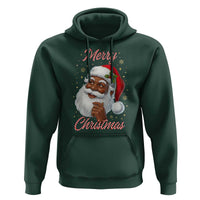Merry Christmas Black Santa Claus Hoodie Retro Nostalgic Festive Holiday - Wonder Print Shop