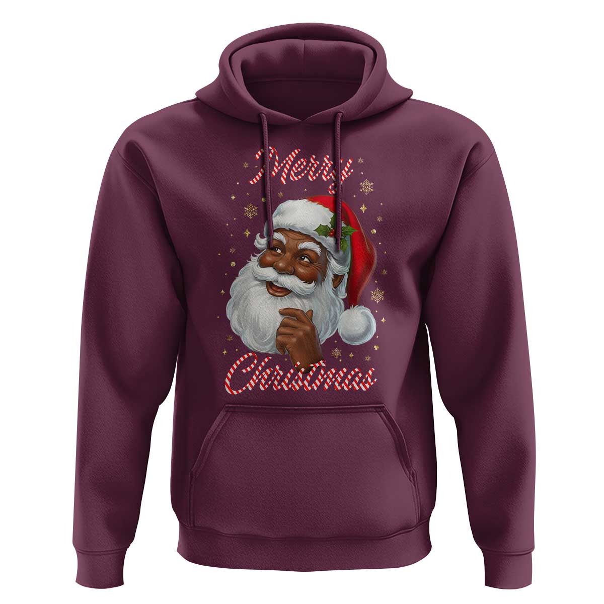 Merry Christmas Black Santa Claus Hoodie Retro Nostalgic Festive Holiday - Wonder Print Shop