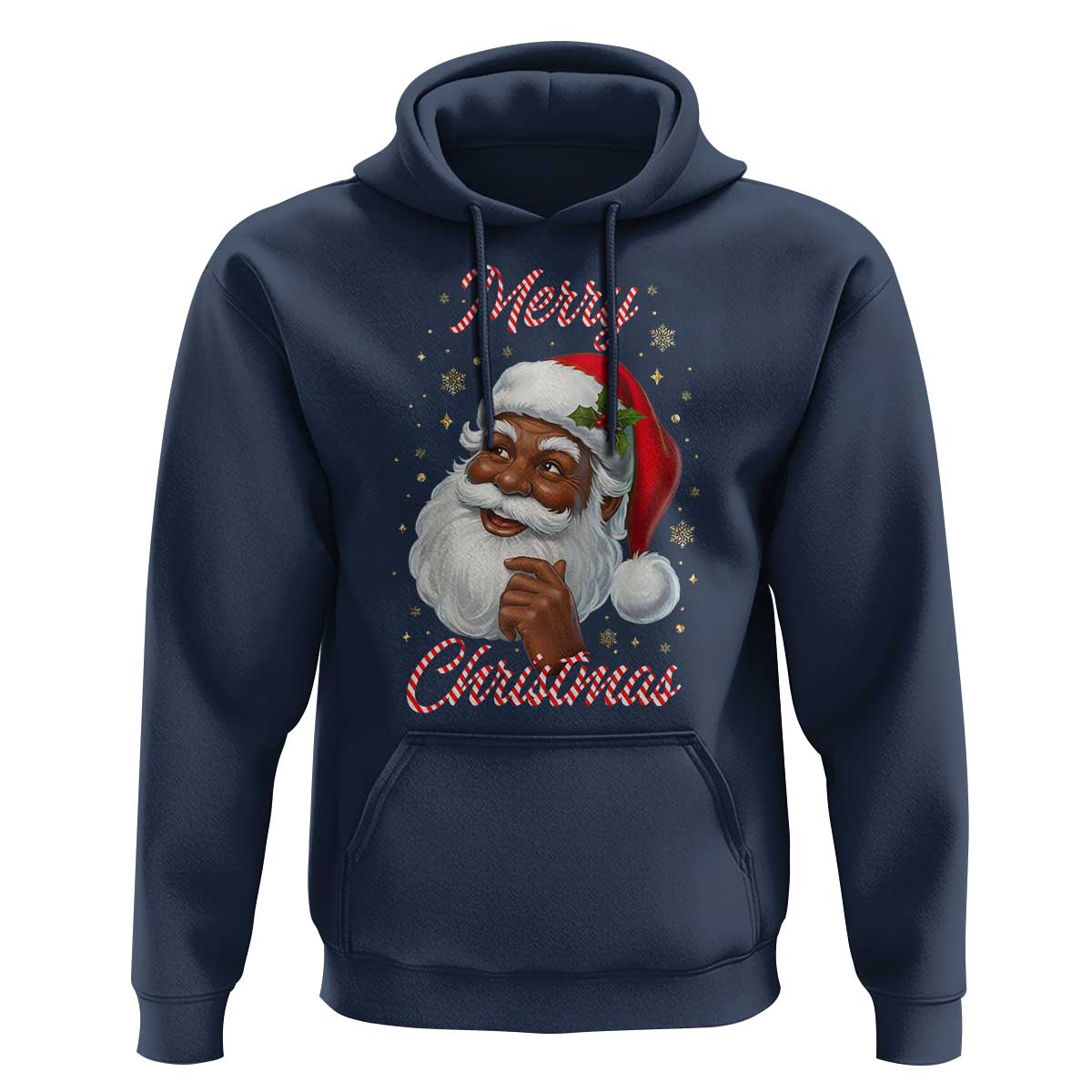 Merry Christmas Black Santa Claus Hoodie Retro Nostalgic Festive Holiday - Wonder Print Shop