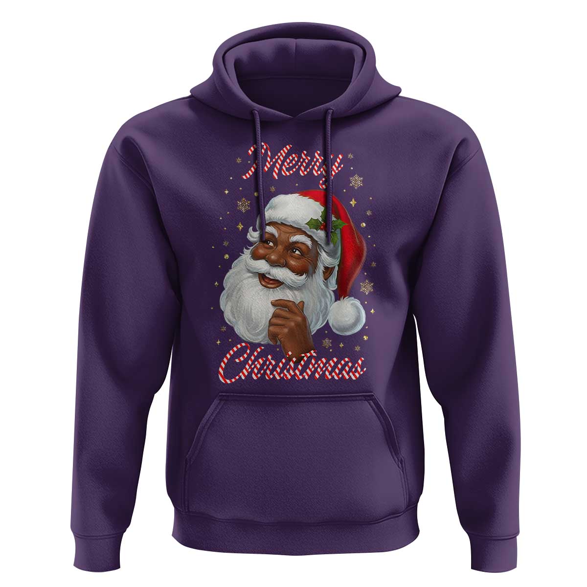 Merry Christmas Black Santa Claus Hoodie Retro Nostalgic Festive Holiday - Wonder Print Shop