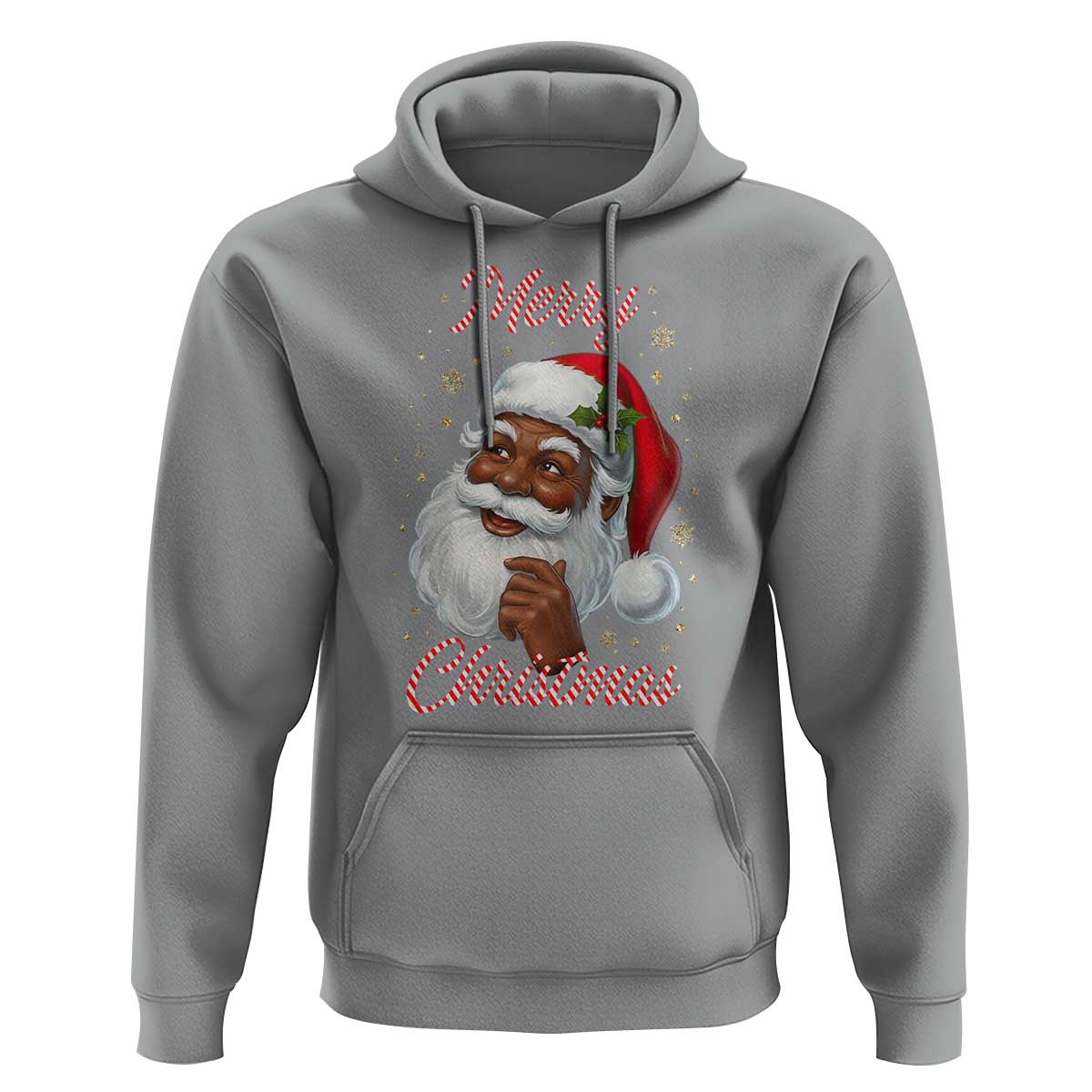 Merry Christmas Black Santa Claus Hoodie Retro Nostalgic Festive Holiday - Wonder Print Shop