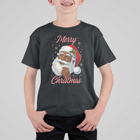 Merry Christmas Black Santa Claus T Shirt For Kid Retro Nostalgic Festive Holiday - Wonder Print Shop