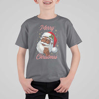 Merry Christmas Black Santa Claus T Shirt For Kid Retro Nostalgic Festive Holiday - Wonder Print Shop