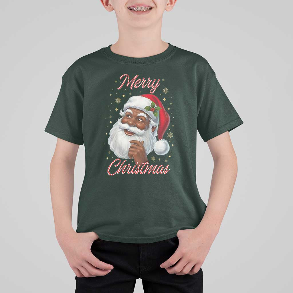 Merry Christmas Black Santa Claus T Shirt For Kid Retro Nostalgic Festive Holiday - Wonder Print Shop