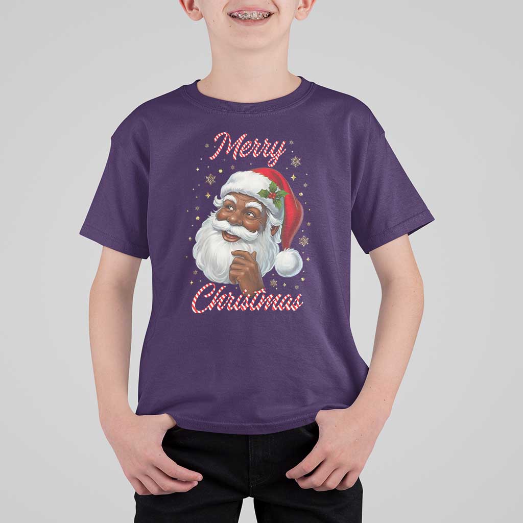 Merry Christmas Black Santa Claus T Shirt For Kid Retro Nostalgic Festive Holiday - Wonder Print Shop
