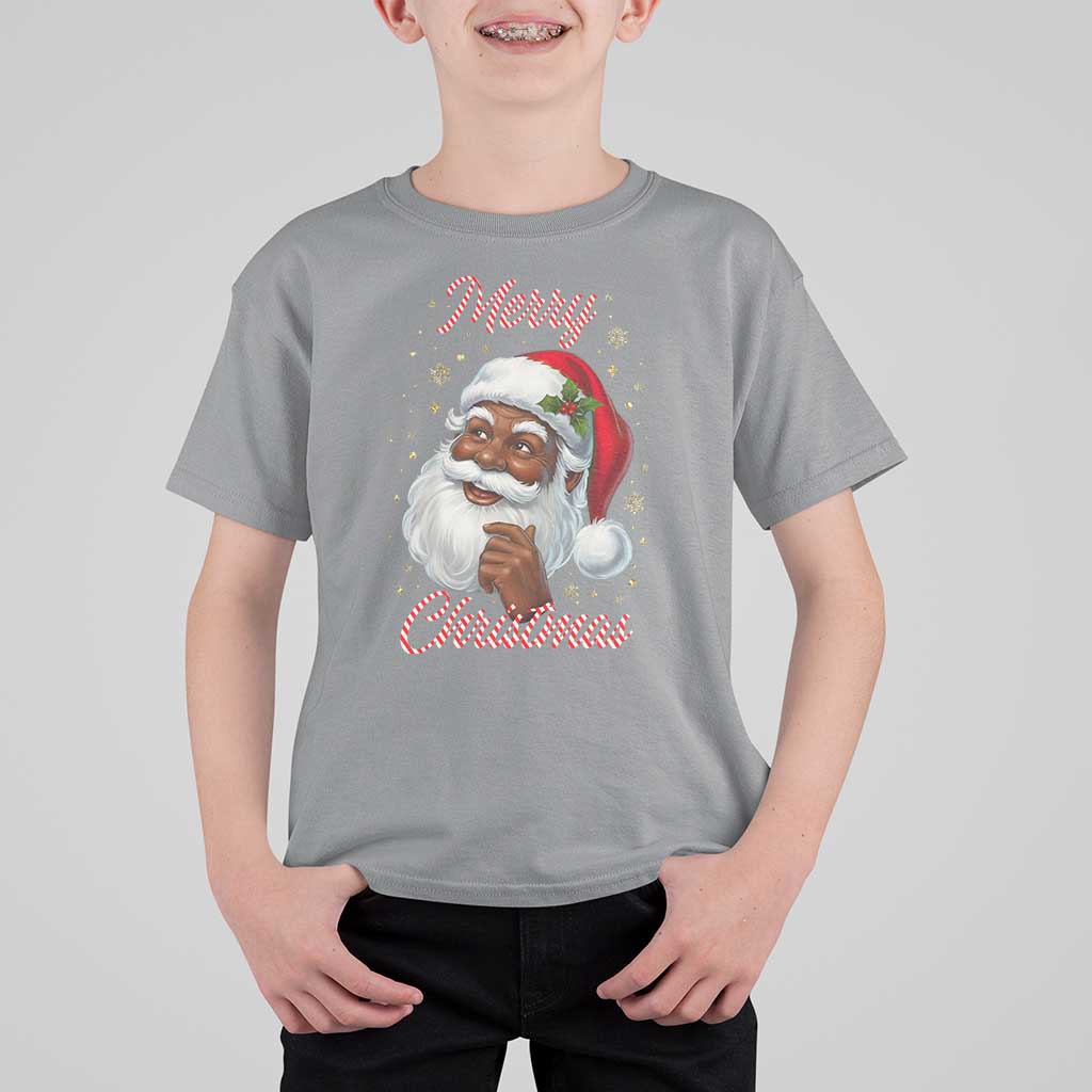 Merry Christmas Black Santa Claus T Shirt For Kid Retro Nostalgic Festive Holiday - Wonder Print Shop