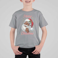 Merry Christmas Black Santa Claus T Shirt For Kid Retro Nostalgic Festive Holiday - Wonder Print Shop
