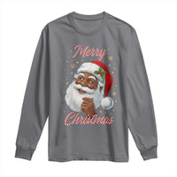 Merry Christmas Black Santa Claus Long Sleeve Shirt Retro Nostalgic Festive Holiday - Wonder Print Shop