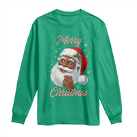Merry Christmas Black Santa Claus Long Sleeve Shirt Retro Nostalgic Festive Holiday - Wonder Print Shop
