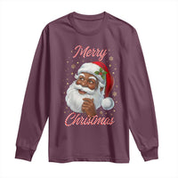 Merry Christmas Black Santa Claus Long Sleeve Shirt Retro Nostalgic Festive Holiday - Wonder Print Shop