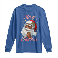 Merry Christmas Black Santa Claus Long Sleeve Shirt Retro Nostalgic Festive Holiday - Wonder Print Shop