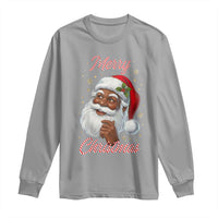 Merry Christmas Black Santa Claus Long Sleeve Shirt Retro Nostalgic Festive Holiday - Wonder Print Shop