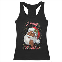 Merry Christmas Black Santa Claus Racerback Tank Top Retro Nostalgic Festive Holiday - Wonder Print Shop