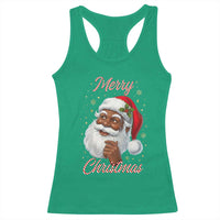 Merry Christmas Black Santa Claus Racerback Tank Top Retro Nostalgic Festive Holiday - Wonder Print Shop